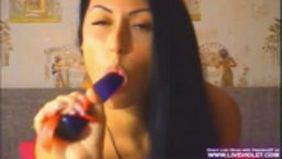 Beautiful tiny brunette Arianna plays with her petite body