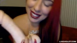 Thick exotic redhead Kat with big 36F boobs masturbates